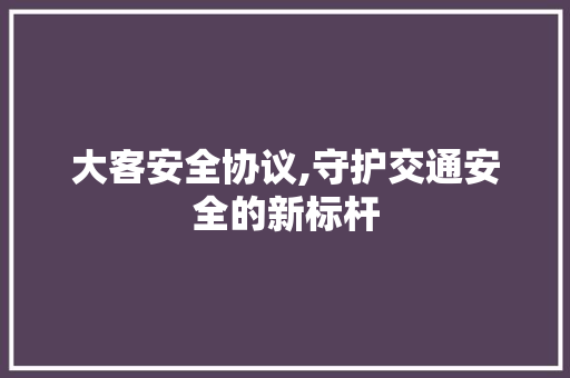 大客安全协议,守护交通安全的新标杆