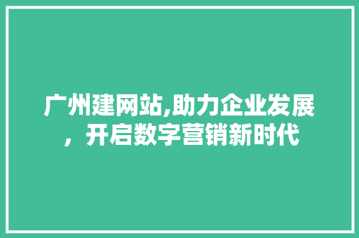 广州建网站,助力企业发展，开启数字营销新时代