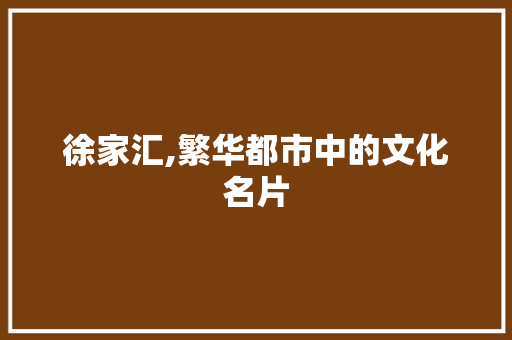 徐家汇,繁华都市中的文化名片
