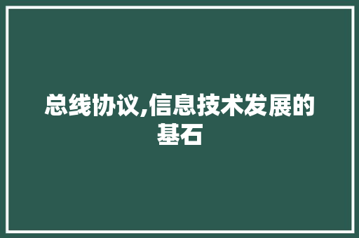 总线协议,信息技术发展的基石