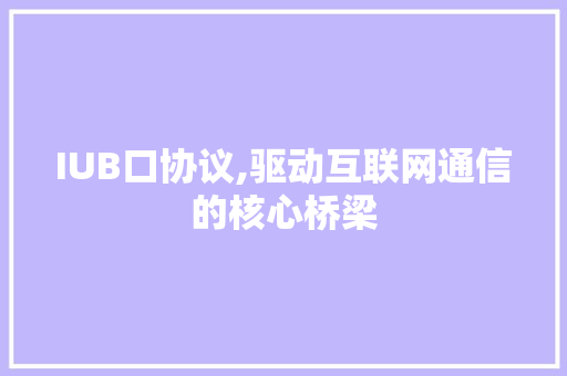 IUB口协议,驱动互联网通信的核心桥梁