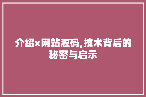 介绍x网站源码,技术背后的秘密与启示