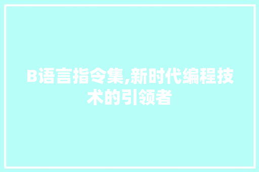 B语言指令集,新时代编程技术的引领者