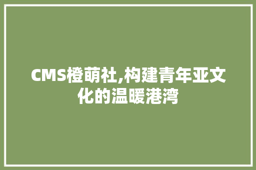 CMS橙萌社,构建青年亚文化的温暖港湾