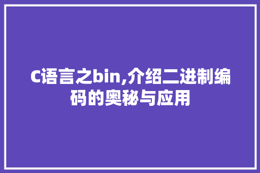 C语言之bin,介绍二进制编码的奥秘与应用