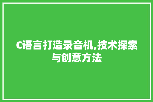 C语言打造录音机,技术探索与创意方法
