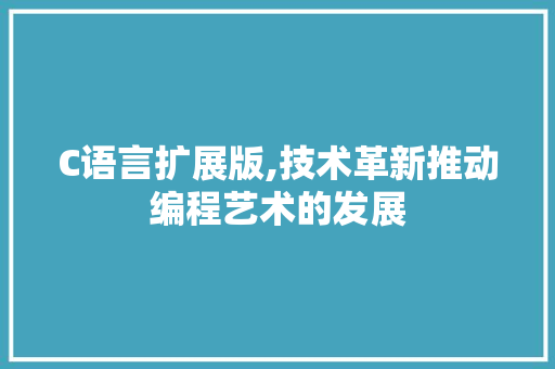 C语言扩展版,技术革新推动编程艺术的发展