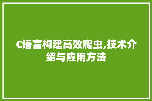 C语言构建高效爬虫,技术介绍与应用方法
