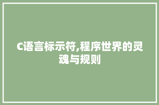 C语言标示符,程序世界的灵魂与规则