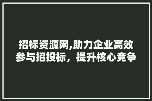 招标资源网,助力企业高效参与招投标，提升核心竞争力