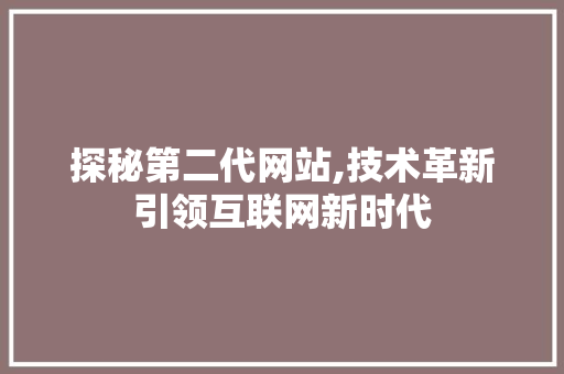 探秘第二代网站,技术革新引领互联网新时代