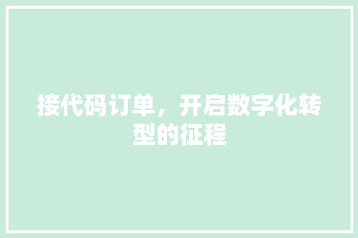 接代码订单，开启数字化转型的征程