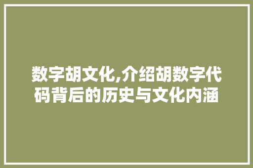 数字胡文化,介绍胡数字代码背后的历史与文化内涵