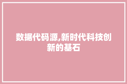 数据代码源,新时代科技创新的基石