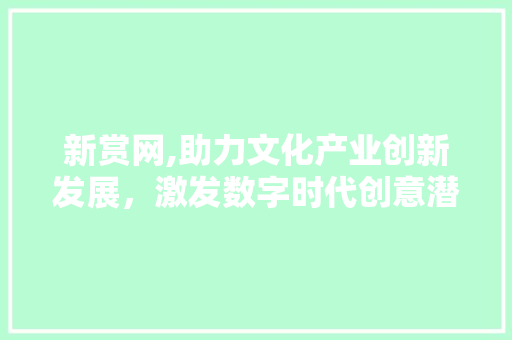 新赏网,助力文化产业创新发展，激发数字时代创意潜能