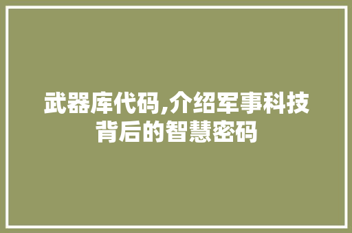 武器库代码,介绍军事科技背后的智慧密码