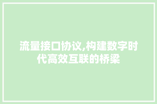 流量接口协议,构建数字时代高效互联的桥梁