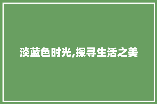 淡蓝色时光,探寻生活之美