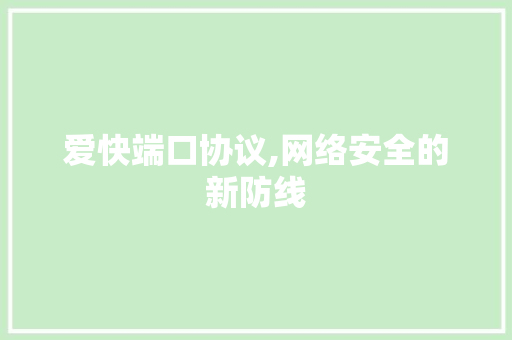爱快端口协议,网络安全的新防线