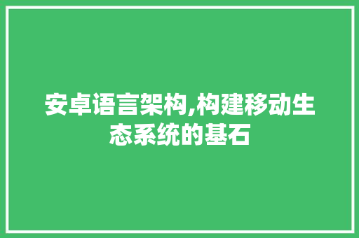 安卓语言架构,构建移动生态系统的基石