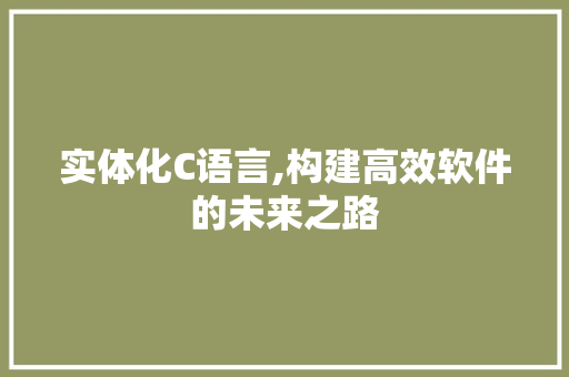 实体化C语言,构建高效软件的未来之路