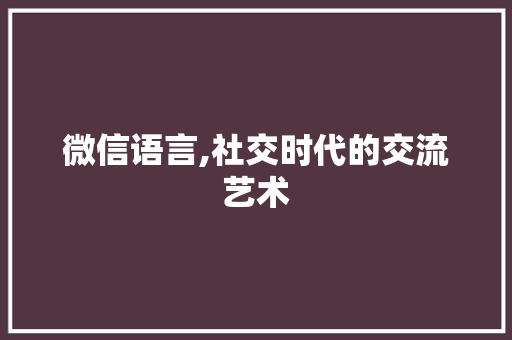 微信语言,社交时代的交流艺术