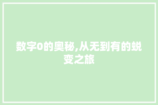 数字0的奥秘,从无到有的蜕变之旅