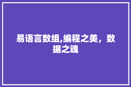 易语言数组,编程之美，数据之魂