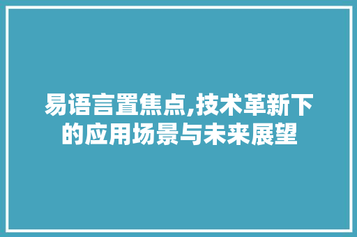 易语言置焦点,技术革新下的应用场景与未来展望