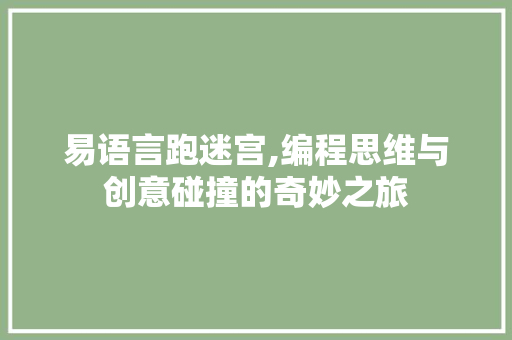 易语言跑迷宫,编程思维与创意碰撞的奇妙之旅