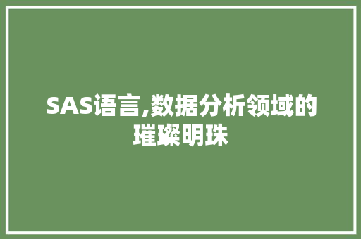 SAS语言,数据分析领域的璀璨明珠