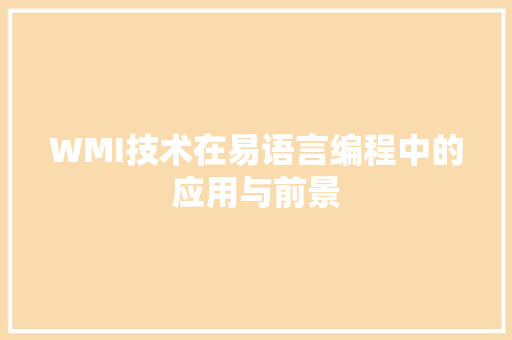 WMI技术在易语言编程中的应用与前景