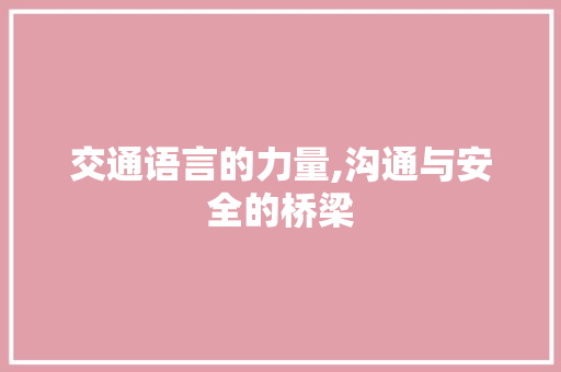 交通语言的力量,沟通与安全的桥梁