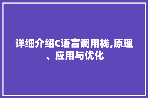 详细介绍C语言调用栈,原理、应用与优化