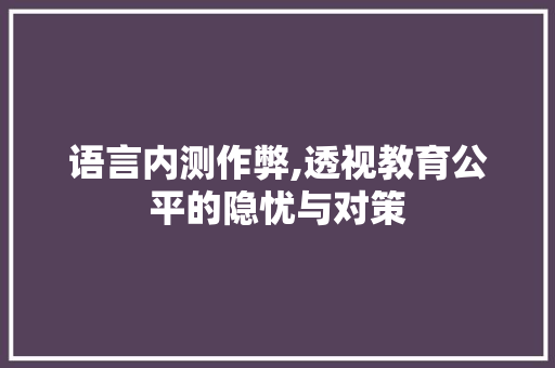 语言内测作弊,透视教育公平的隐忧与对策