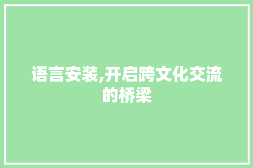 语言安装,开启跨文化交流的桥梁