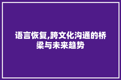 语言恢复,跨文化沟通的桥梁与未来趋势
