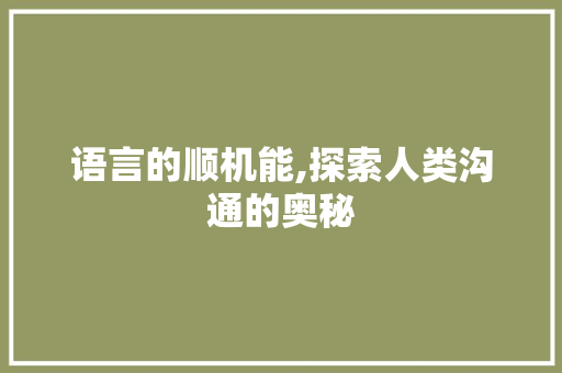 语言的顺机能,探索人类沟通的奥秘