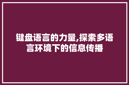键盘语言的力量,探索多语言环境下的信息传播