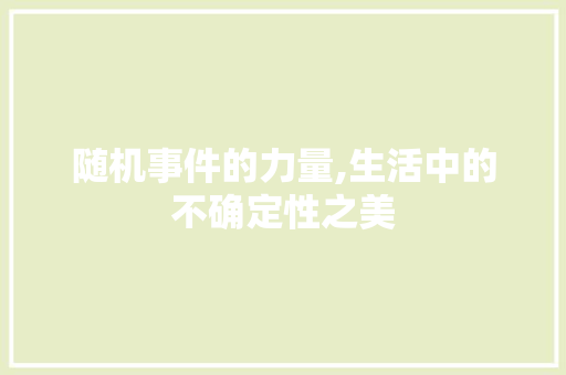 随机事件的力量,生活中的不确定性之美