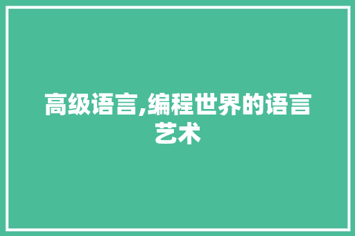 高级语言,编程世界的语言艺术