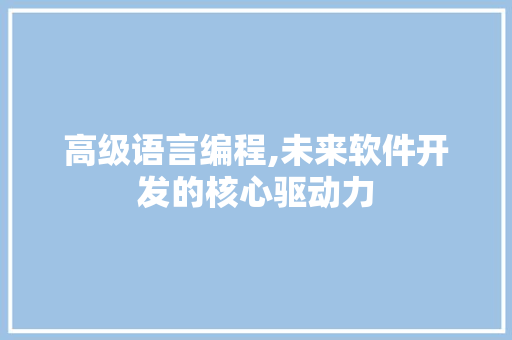 高级语言编程,未来软件开发的核心驱动力