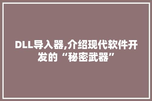 DLL导入器,介绍现代软件开发的“秘密武器”