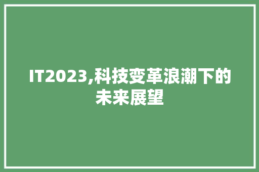 IT2023,科技变革浪潮下的未来展望