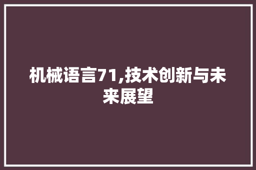 机械语言71,技术创新与未来展望