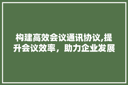 构建高效会议通讯协议,提升会议效率，助力企业发展