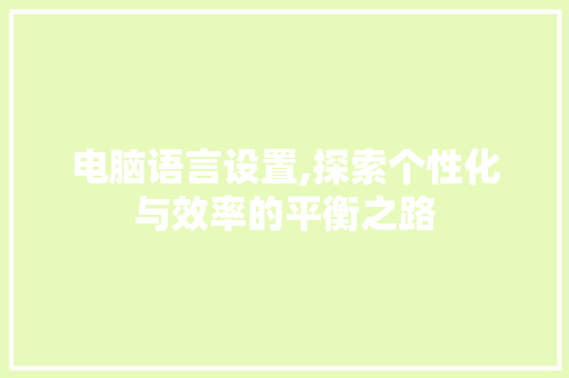 电脑语言设置,探索个性化与效率的平衡之路