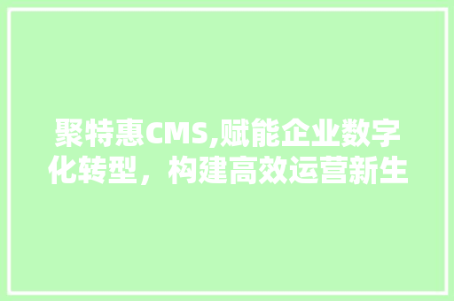 聚特惠CMS,赋能企业数字化转型，构建高效运营新生态