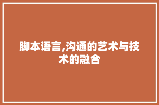 脚本语言,沟通的艺术与技术的融合