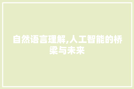 自然语言理解,人工智能的桥梁与未来